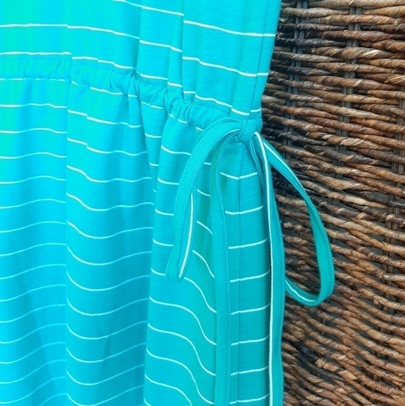 Kuhl Large Kyra Striped Jersey Knit Mini Dress Aqua Green Tank Athleisure - Picture 4 of 6
